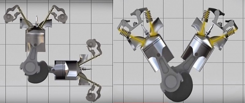 Отличие стандартного двигателя мотоцикла от двигателя с десмодромным приводом клапанов (схема) 